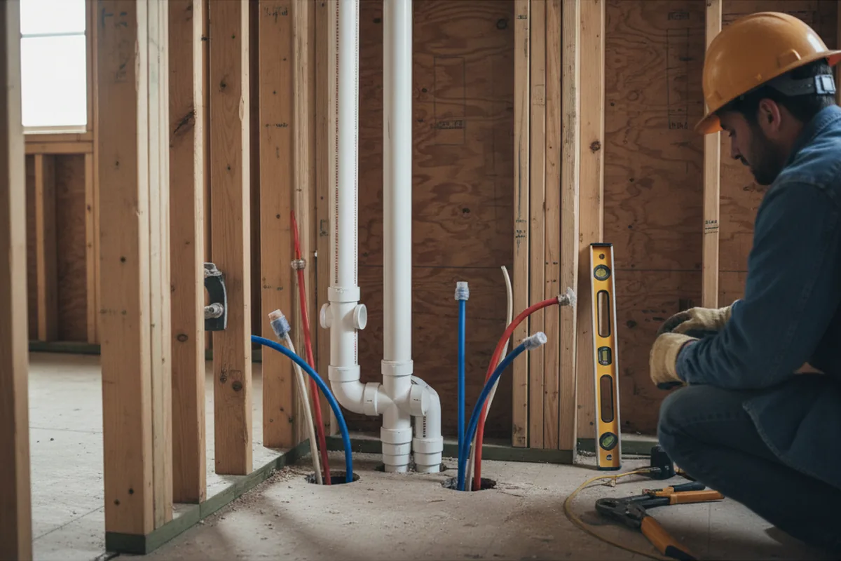 Drain and supply rough-in during Leak Detection in Pittston